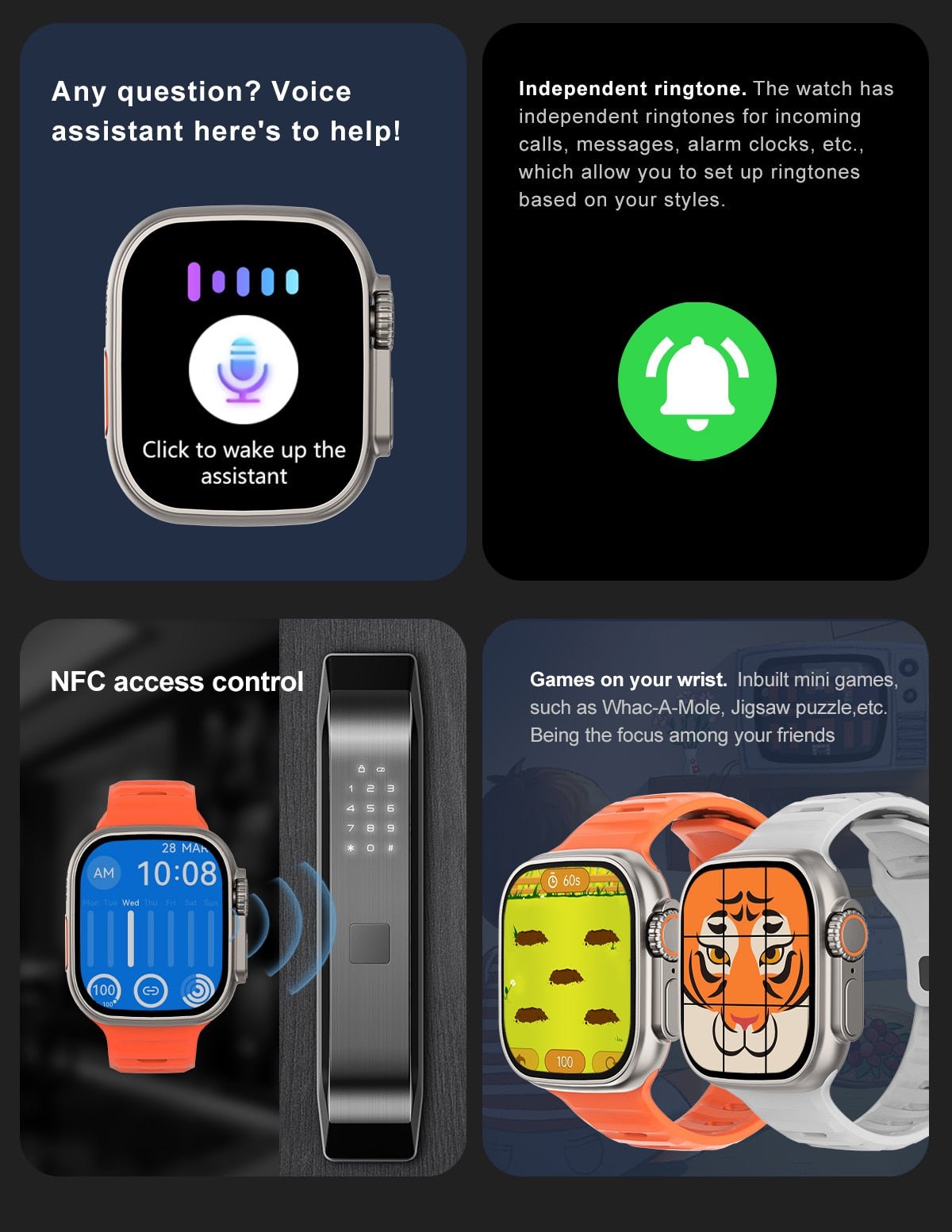 2023 Smart Watch Ultra Series 8 NFC Smartwatch Men Women Bluetooth Calls Wireless Charging Fitness Bracelet 2 Inch HD Screen - A Horizon Dawn