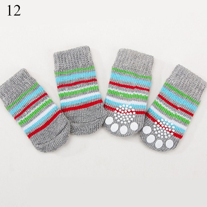 4pcs Warm Puppy Dog Socks Soft Pet Knits Socks Cute Cartoon Anti Slip Socks Warm Puppy Dog Shoes Small Medium Dogs Pet Product - A Horizon Dawn