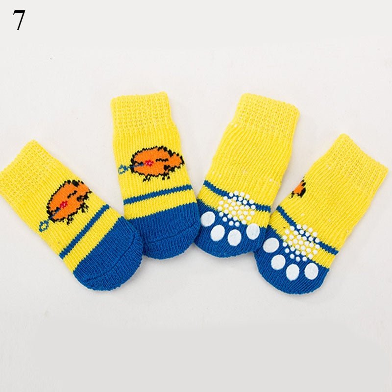 4pcs Warm Puppy Dog Socks Soft Pet Knits Socks Cute Cartoon Anti Slip Socks Warm Puppy Dog Shoes Small Medium Dogs Pet Product - A Horizon Dawn
