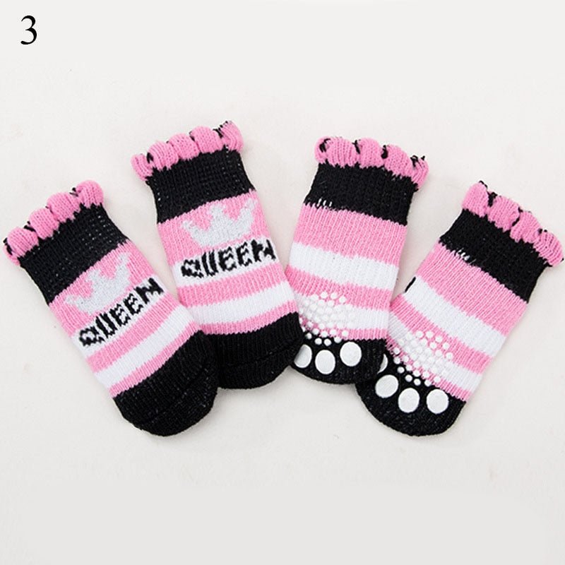 4pcs Warm Puppy Dog Socks Soft Pet Knits Socks Cute Cartoon Anti Slip Socks Warm Puppy Dog Shoes Small Medium Dogs Pet Product - A Horizon Dawn