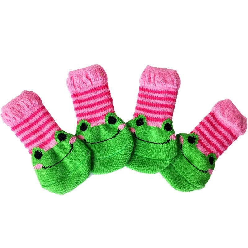 4pcs Warm Puppy Dog Socks Soft Pet Knits Socks Cute Cartoon Anti Slip Socks Warm Puppy Dog Shoes Small Medium Dogs Pet Product - A Horizon Dawn