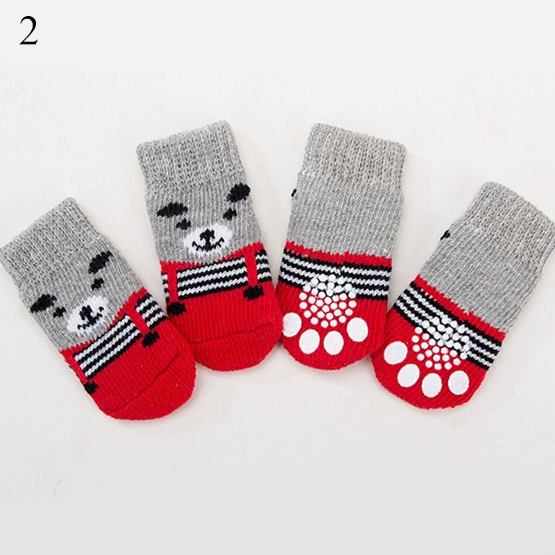 4pcs Warm Puppy Dog Socks Soft Pet Knits Socks Cute Cartoon Anti Slip Socks Warm Puppy Dog Shoes Small Medium Dogs Pet Product - A Horizon Dawn