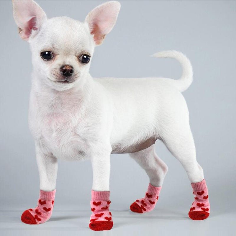 4pcs Warm Puppy Dog Socks Soft Pet Knits Socks Cute Cartoon Anti Slip Socks Warm Puppy Dog Shoes Small Medium Dogs Pet Product - A Horizon Dawn