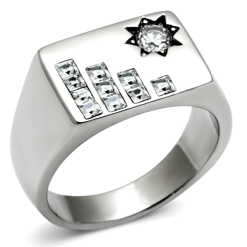 TK481 - High polished (no plating) Stainless Steel Ring with AAA Grade - A Horizon Dawn
