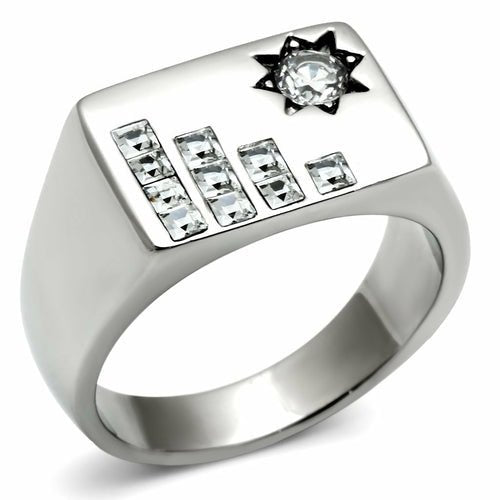 TK481 - High polished (no plating) Stainless Steel Ring with AAA Grade - A Horizon Dawn