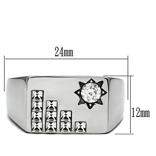 TK481 - High polished (no plating) Stainless Steel Ring with AAA Grade - A Horizon Dawn