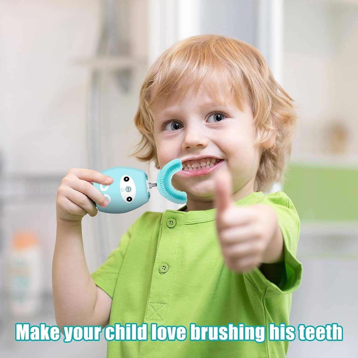 Ziliny Kids U-Shaped Electric Toothbrush - Kids U Shaped Toothbrush, Kids Automatic Timer Tooth Brush, Ultrasonic Automatic Toothbrush- 3 Cleaning Modes, Waterproof Auto Toothbrush for Children (Age 3-7, Blue! 🦷 - A Horizon Dawn