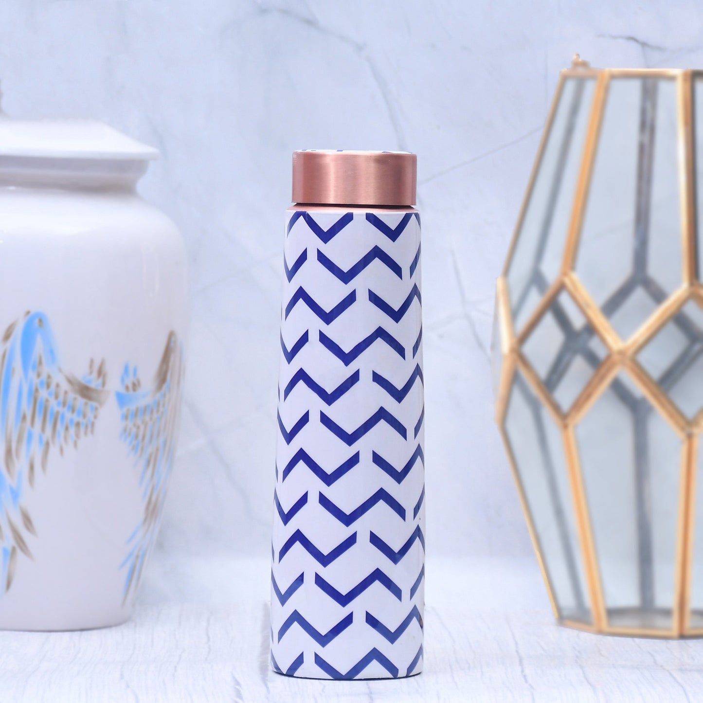 Blue Wave Design Printed Copper Water Bottle Leak Proof Capacity 1000 ML-2