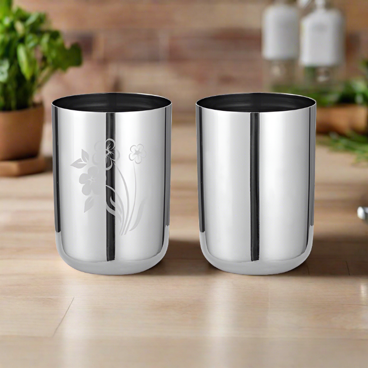Stainless Steel Royal Glasses (Laser Design) Available in Sets | Premium Serveware | Sama Homes-0