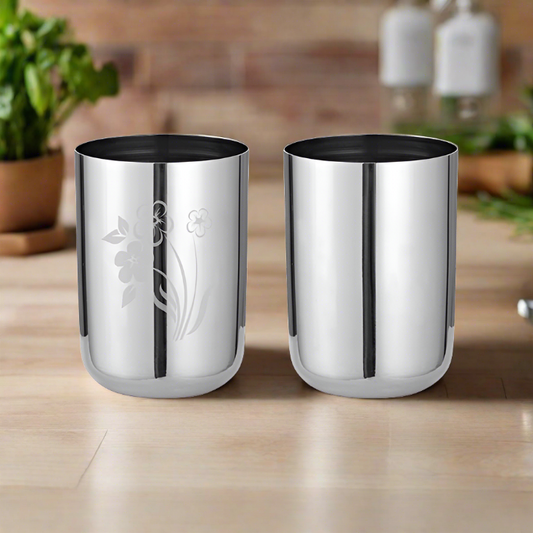 Stainless Steel Royal Glasses (Laser Design) Available in Sets | Premium Serveware | Sama Homes-0