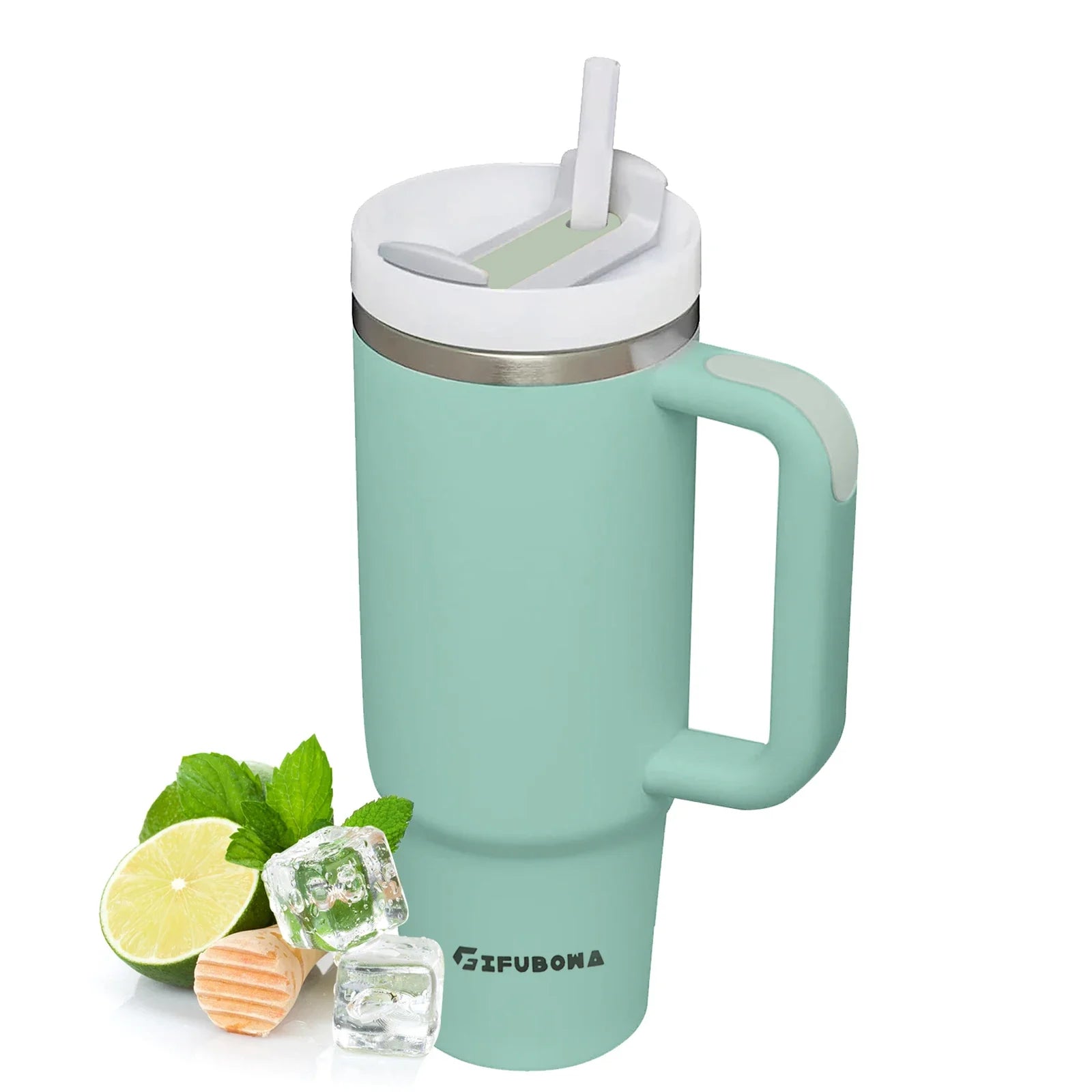 1200ml Stainless Steel Insulated Straw Water Bottle Thermal Coffee Car Cup 40oz Cold Hot Mug Vacuum Flask with Handle for Travel-7