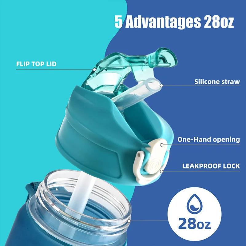 1PCS 800ML Large Capacity Sports Water Bottle Leak Proof Colorful Plastic Cup Drinking Outdoor Travel Portable Gym Fitness Jugs-3
