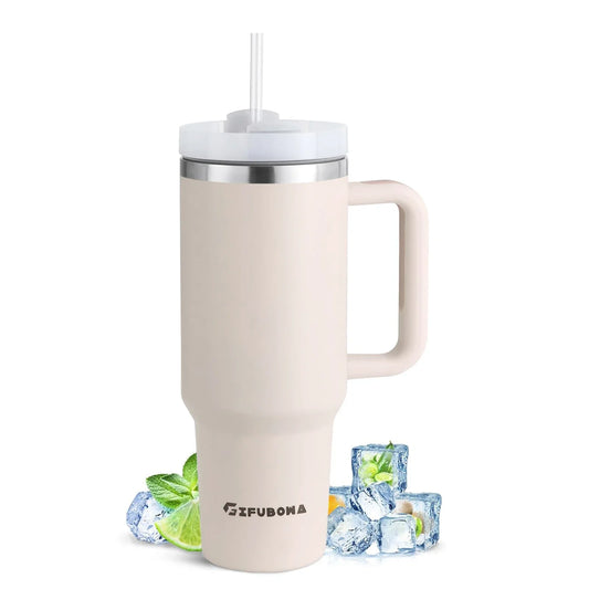 1200ml Stainless Steel Insulated Straw Water Bottle Thermal Coffee Car Cup 40oz Cold Hot Mug Vacuum Flask with Handle for Travel-0