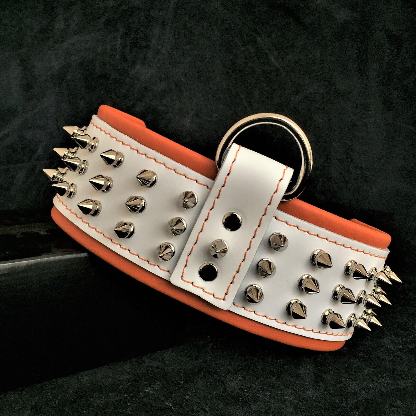 Bestia "Silver Giant" Dog Collar | White | European Leather | Large Breeds - A Horizon Dawn