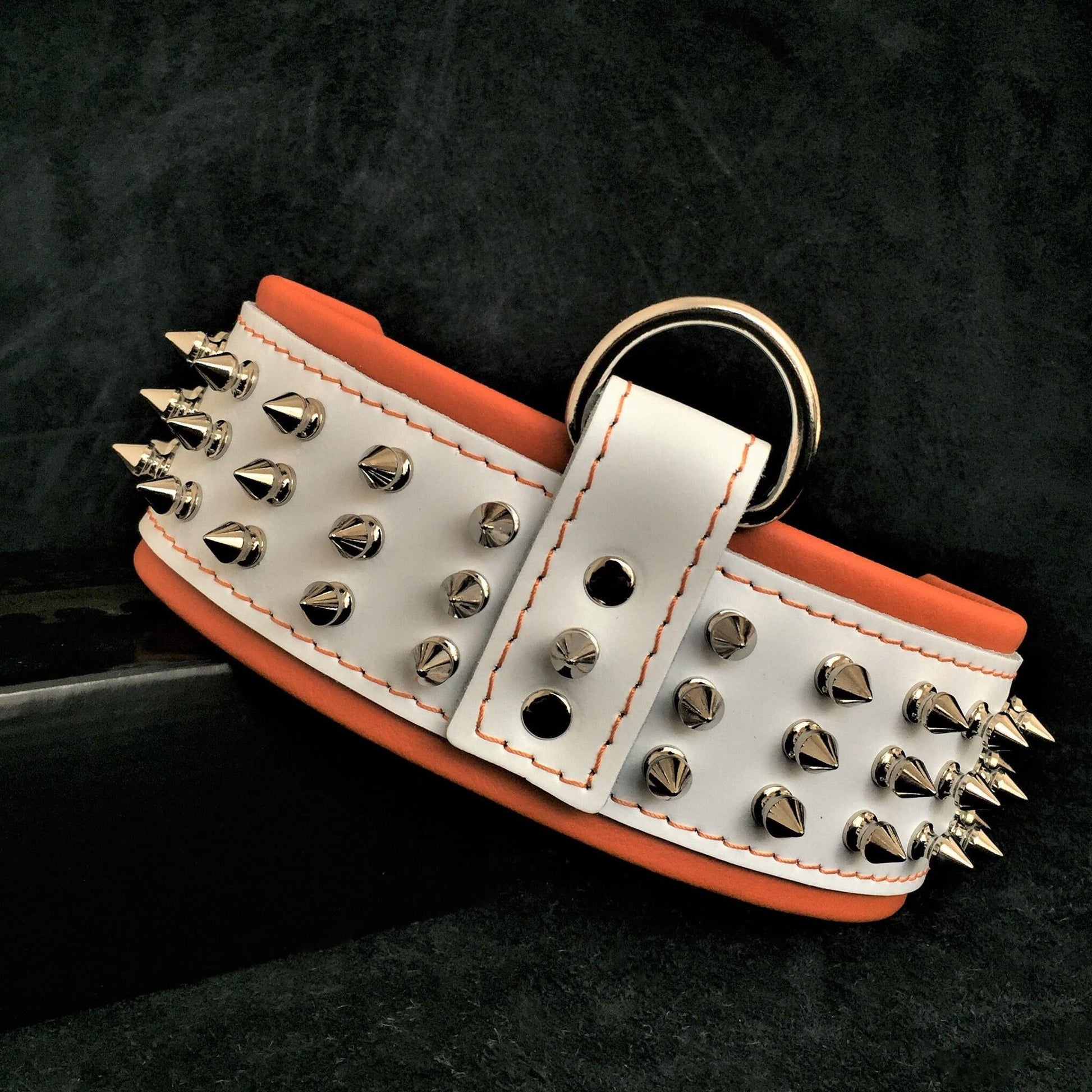 Bestia "Silver Giant" Dog Collar | White | European Leather | Large Breeds - A Horizon Dawn