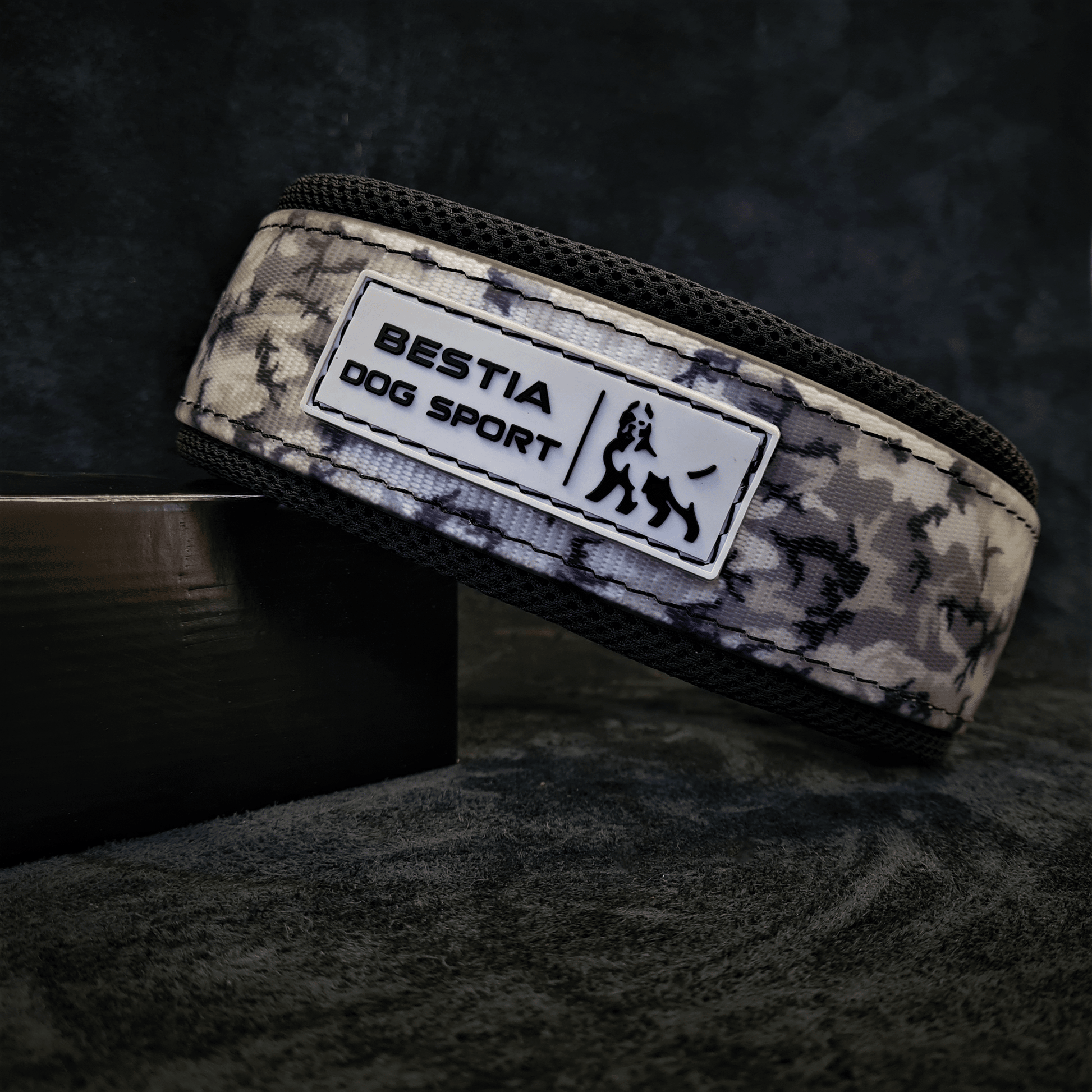 Bestia Sport Dog Collar | Grey Camo | Handcrafted European Leather - A Horizon Dawn