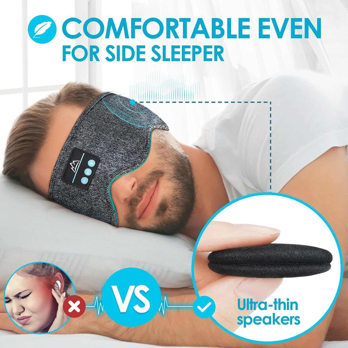 Bluetooth Sleep Headphones Headband – Wireless, Ultra - Soft for Side Sleepers - A Horizon Dawn