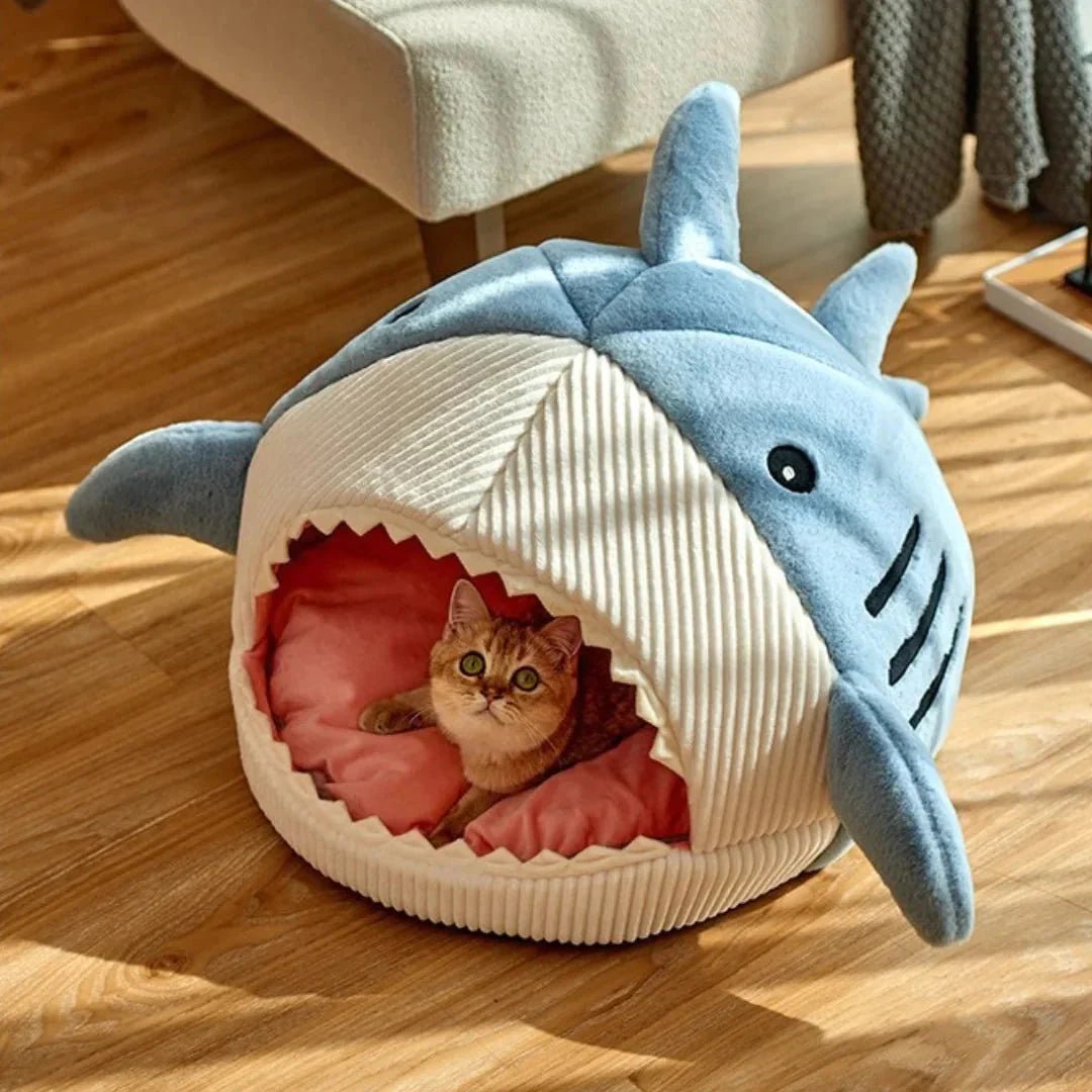 Luxury Plush Shark Pet Bed - Cozy Cave Bed for Dogs & Cats - A Horizon Dawn