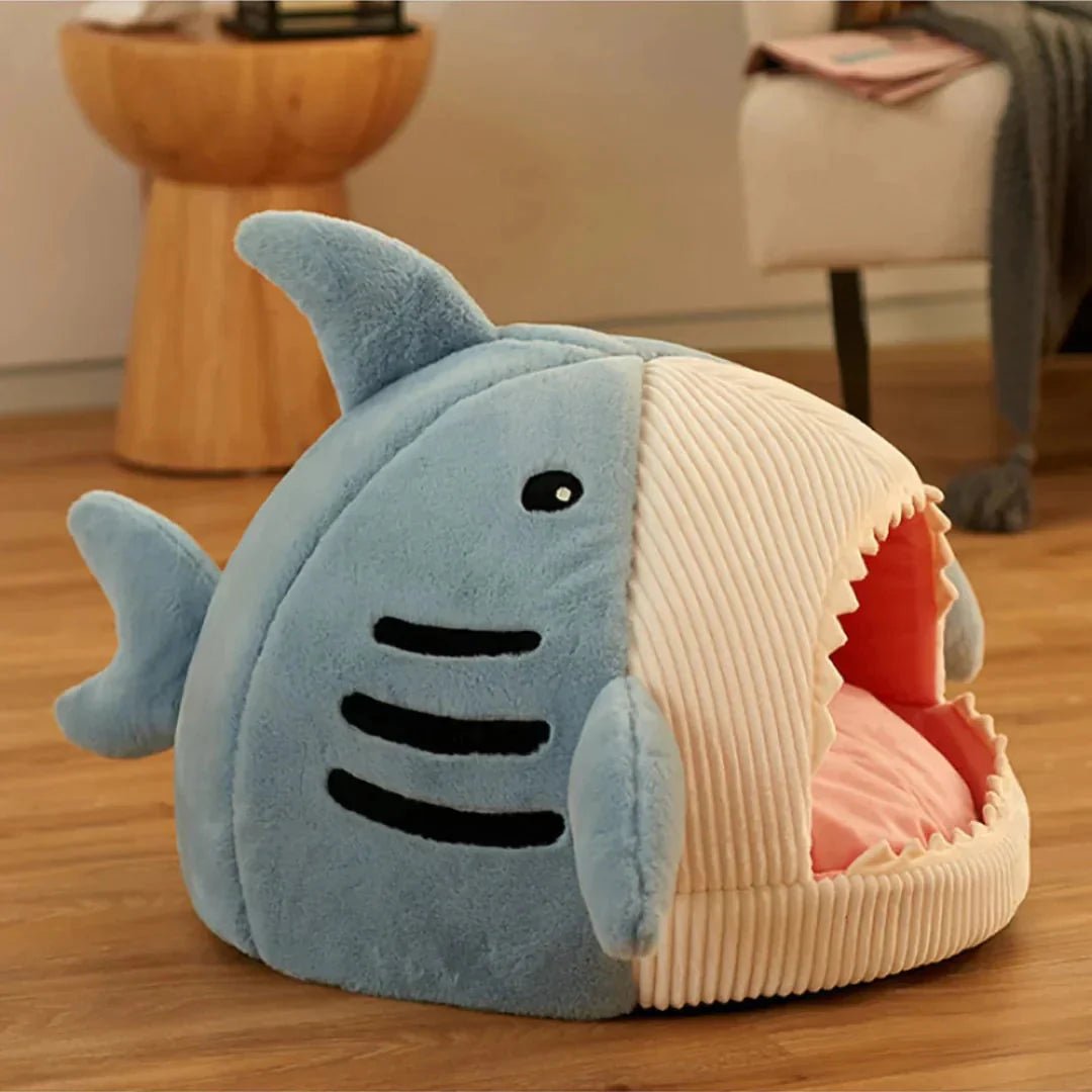 Luxury Plush Shark Pet Bed - Cozy Cave Bed for Dogs & Cats - A Horizon Dawn