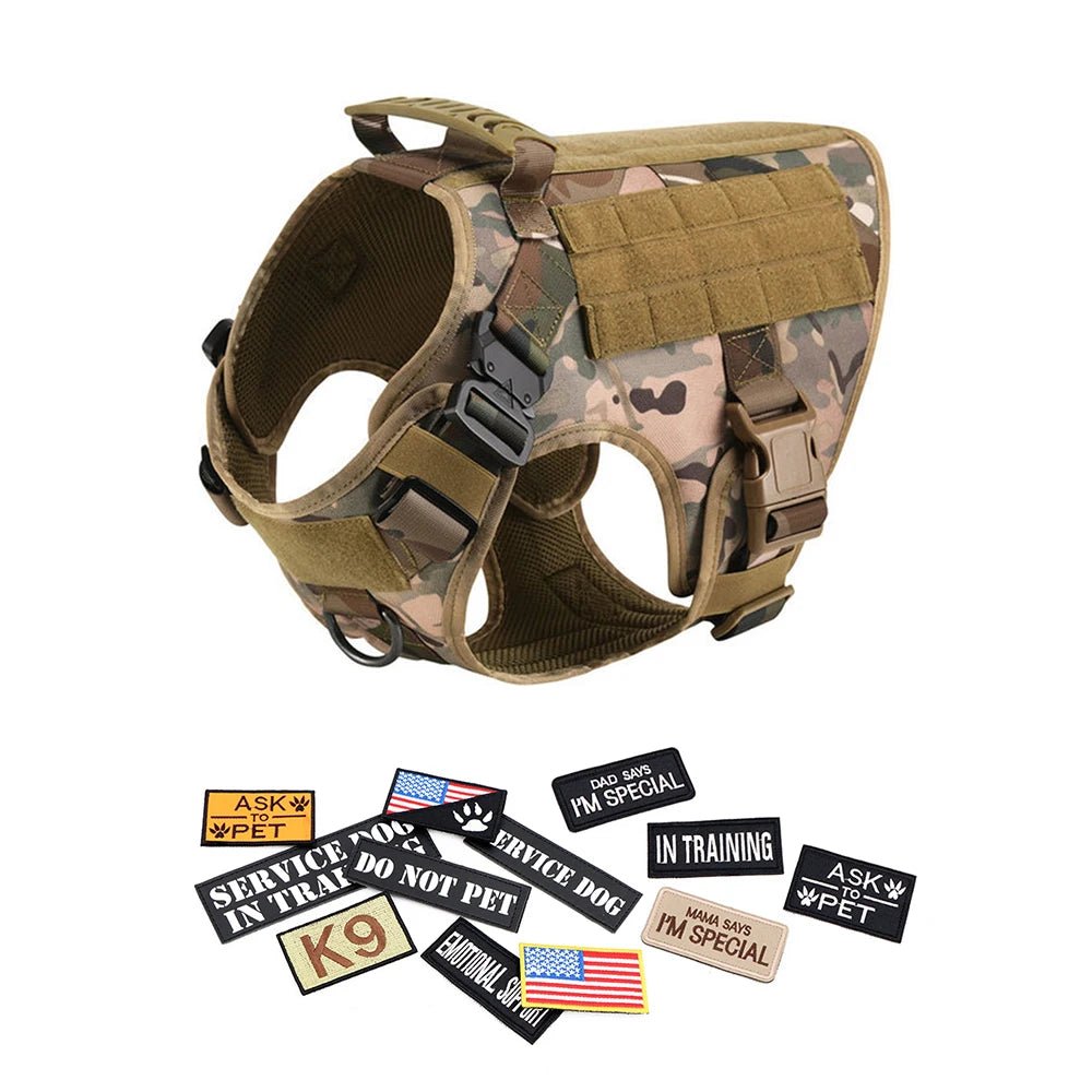 Military Large Dog Harness Collar Leash Bags Patches Set Pet Malinois Training Vests Tactical Dogs Harnesses Accessories - A Horizon Dawn