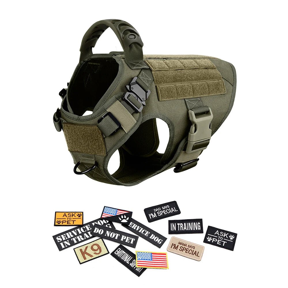 Military Large Dog Harness Collar Leash Bags Patches Set Pet Malinois Training Vests Tactical Dogs Harnesses Accessories - A Horizon Dawn