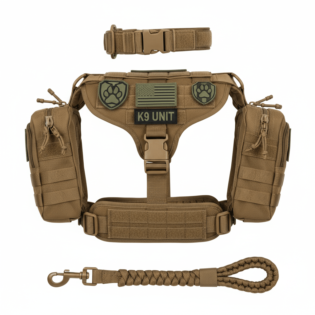 Military Tactical Dog Harness Set | Complete K9 Gear with Bags & Patches - A Horizon Dawn