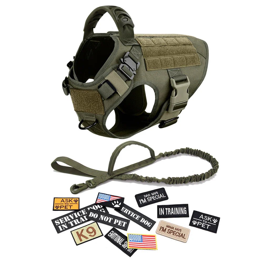 Military Tactical Dog Harness Set - Complete Training Gear for Large Dogs - A Horizon Dawn