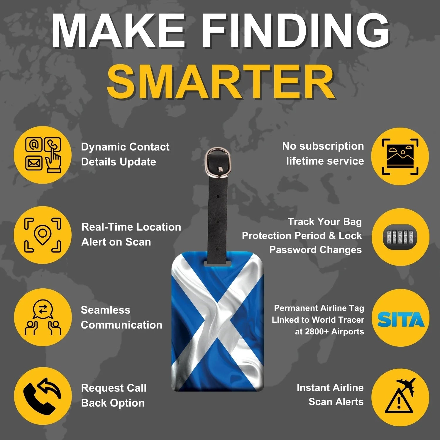 Smart Bag Security Tag - Scotland Flag [Pack 2]-3