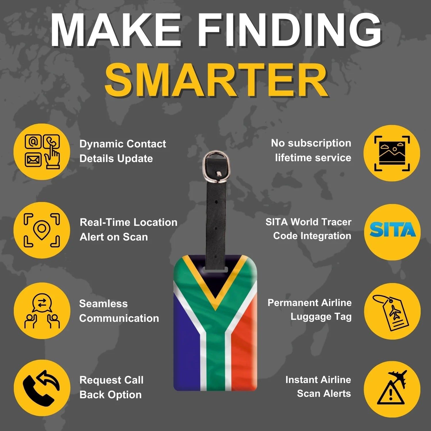 Smart Bag Security Tag -  SouthAfrica Flag [Pack 2]-3