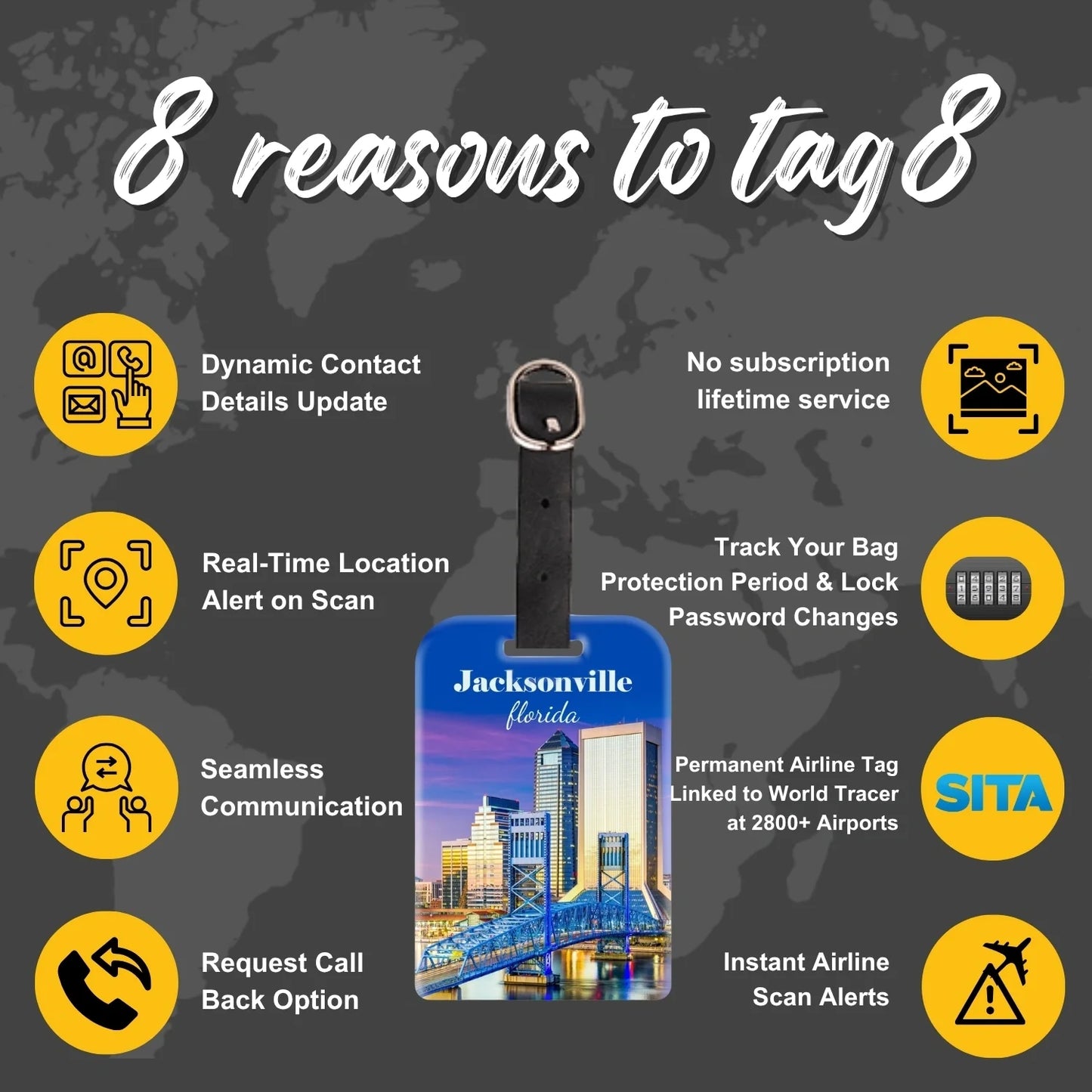 Smart Bag Security Tag - Jacksonville FL [Pack 2]-3