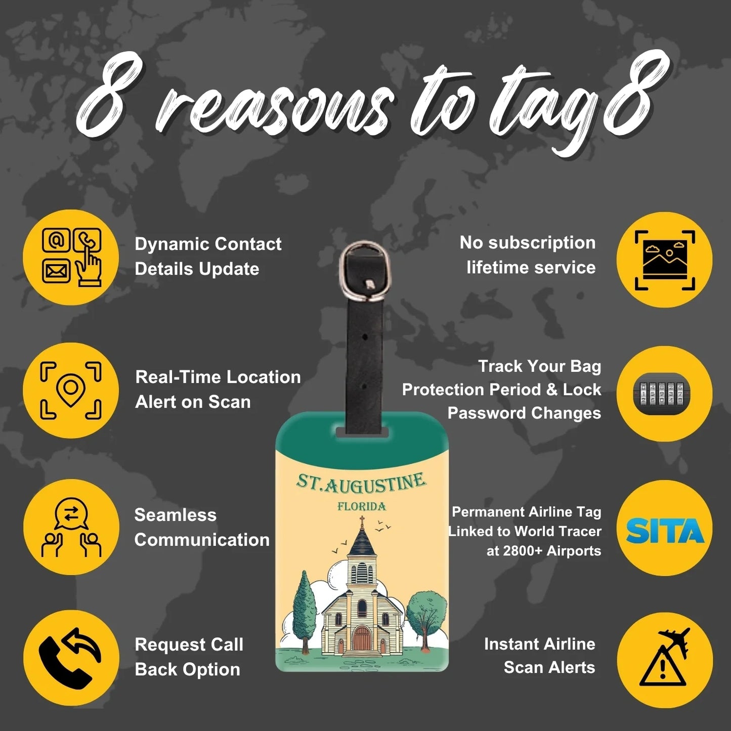 Smart Bag Security Tag - ST. Augustine FL [Pack 2]-3
