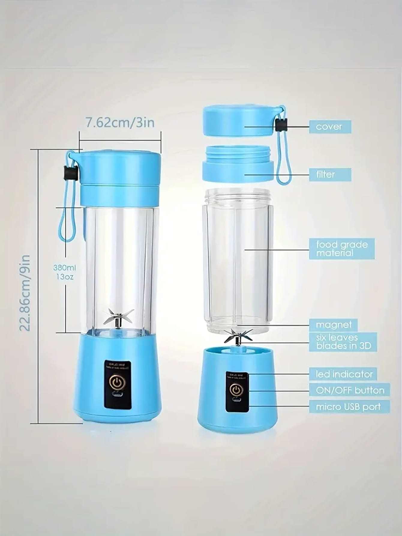 Portable Electric Juicer - 1pc ABS Juice Blender