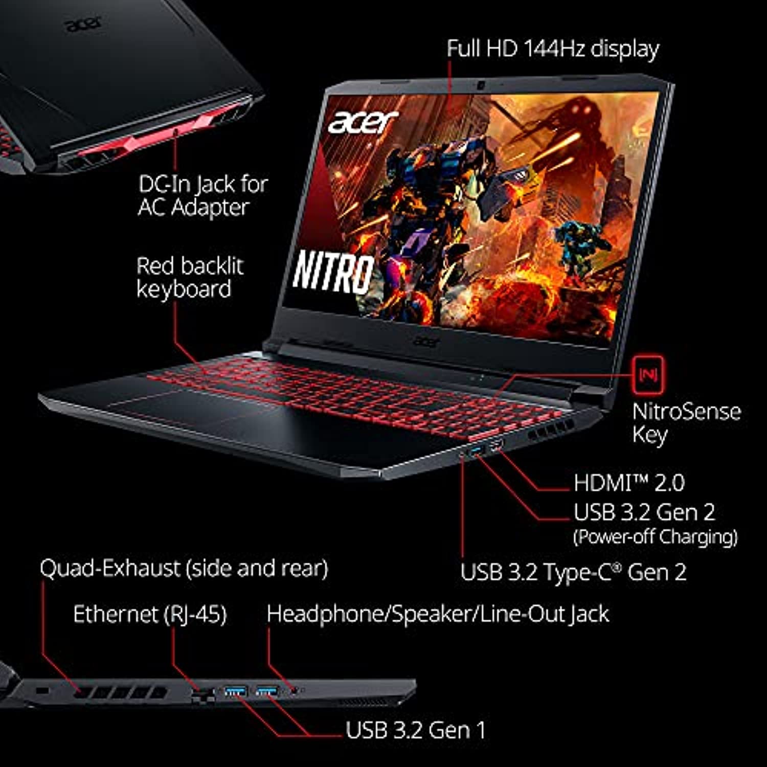 Acer Nitro 5 Gaming Laptop | Intel i5 | RTX 3050 | 15.6" 144Hz | 8GB RAM | 256GB SSD - A Horizon Dawn
