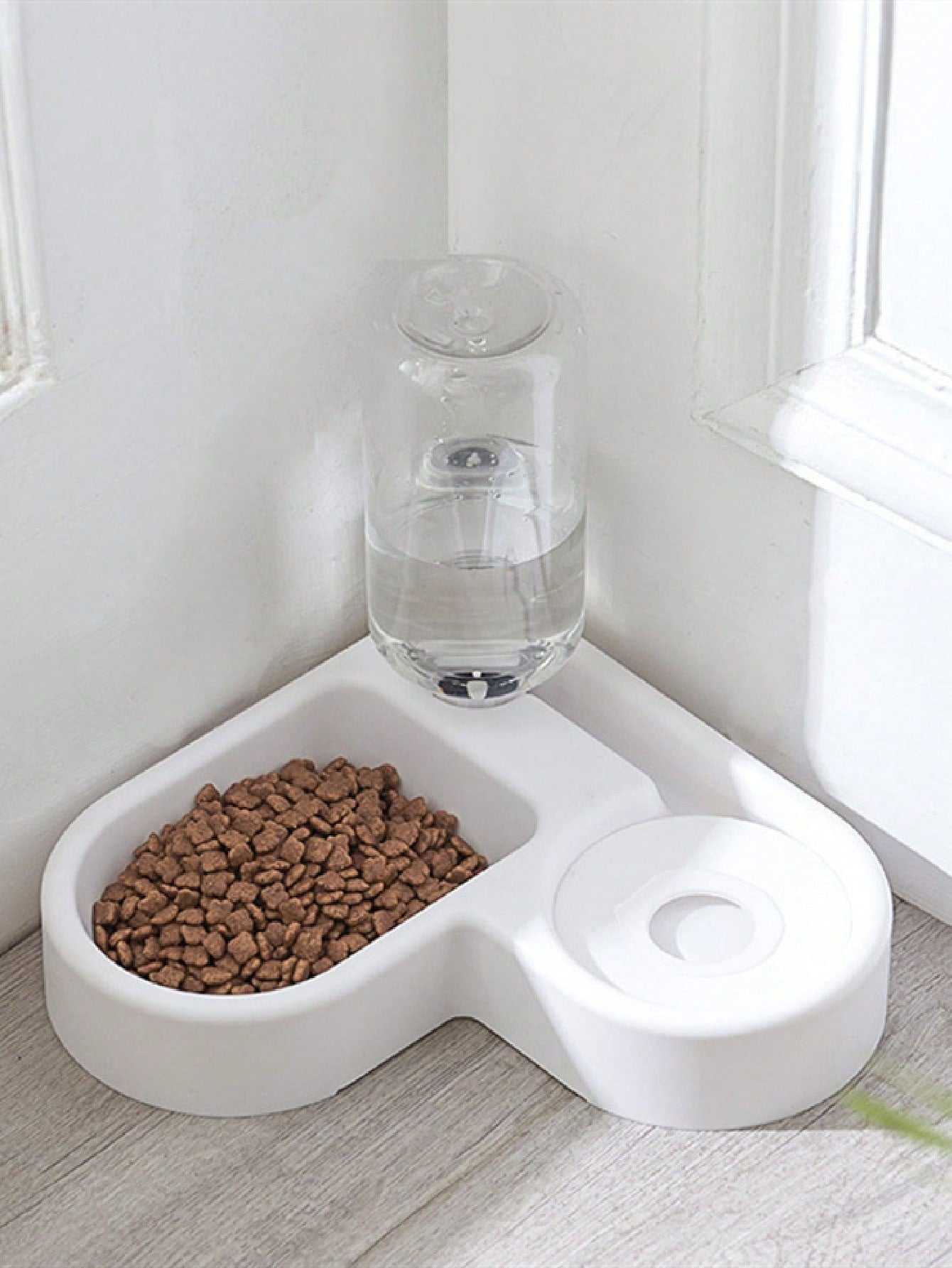 Dog and Cat Pet Feeder With Drinking Bottle - A Horizon Dawn