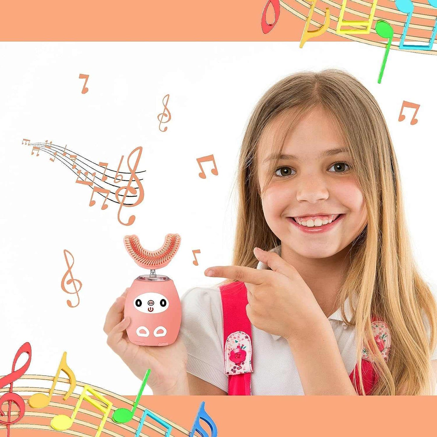 Kids U - Shaped Electric Toothbrush - Kids U Shaped Toothbrush, Kids Automatic Timer Tooth Brush, Ultrasonic Automatic Toothbrush - 3 Cleaning Modes, Waterproof Auto Toothbrush for Children (Age 3 - 7 Pink! 🦷 - A Horizon Dawn