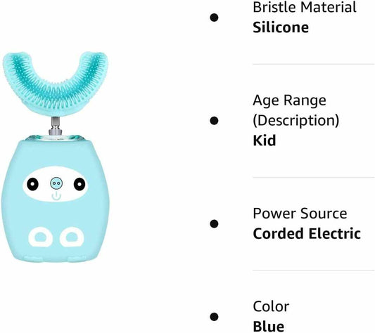 Kids U - Shaped Electric Toothbrush - Kids U Shaped Toothbrush, Kids Automatic Timer Tooth Brush, Ultrasonic Automatic Toothbrush - 3 Cleaning Modes, Waterproof Auto Toothbrush for Children (Age 3 - 7, Blue! 🦷 - A Horizon Dawn