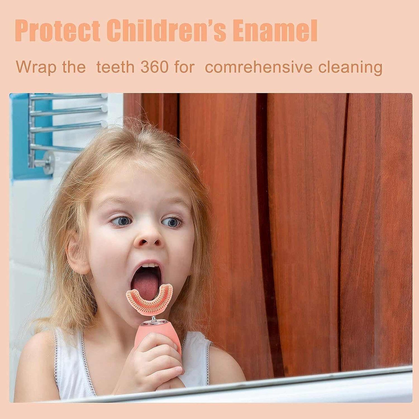 Kids U - Shaped Electric Toothbrush - Kids U Shaped Toothbrush, Kids Automatic Timer Tooth Brush, Ultrasonic Automatic Toothbrush - 3 Cleaning Modes, Waterproof Auto Toothbrush for Children (Age 3 - 7 Pink! 🦷 - A Horizon Dawn