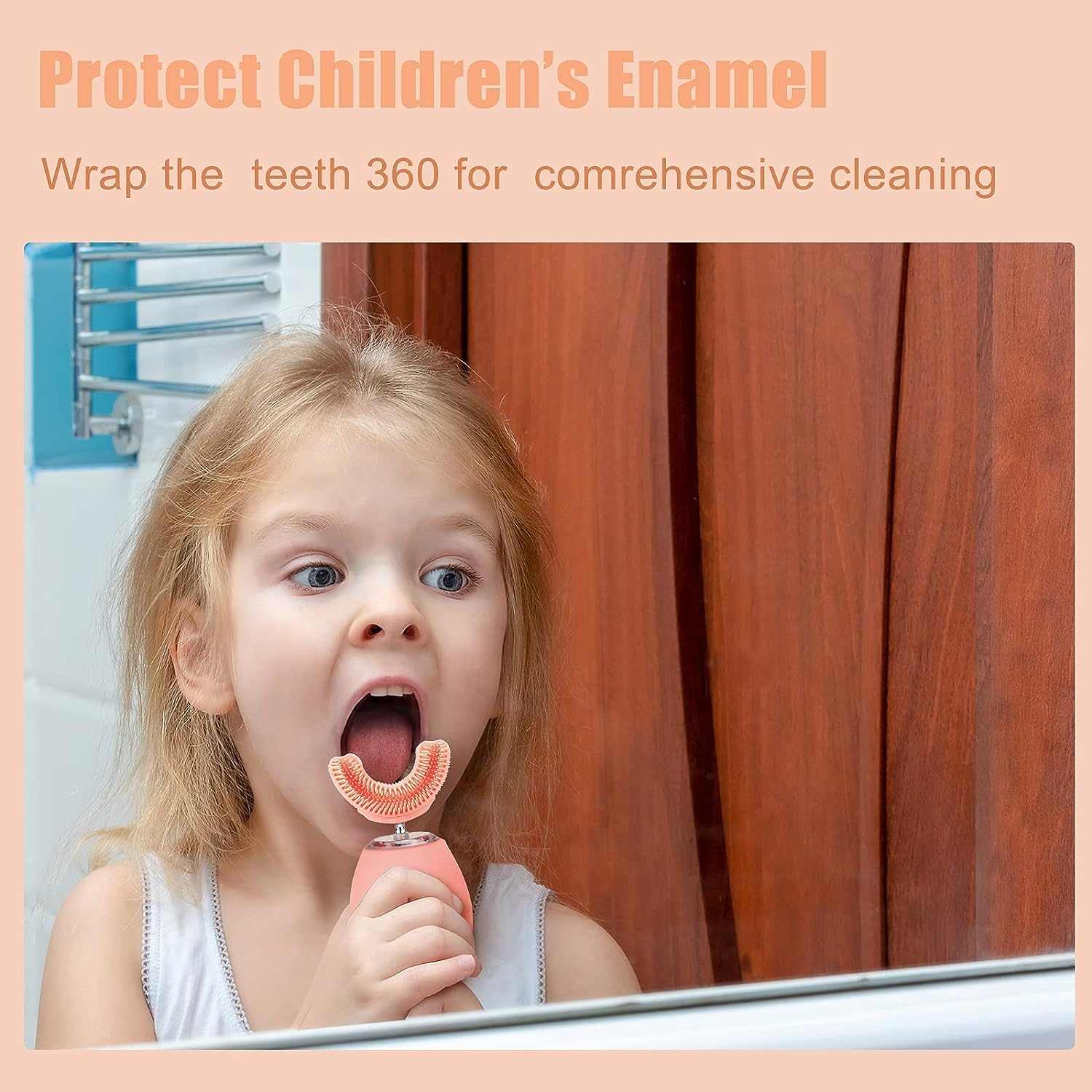 Kids U - Shaped Electric Toothbrush - Kids U Shaped Toothbrush, Kids Automatic Timer Tooth Brush, Ultrasonic Automatic Toothbrush - 3 Cleaning Modes, Waterproof Auto Toothbrush for Children (Age 3 - 7 Pink! 🦷 - A Horizon Dawn