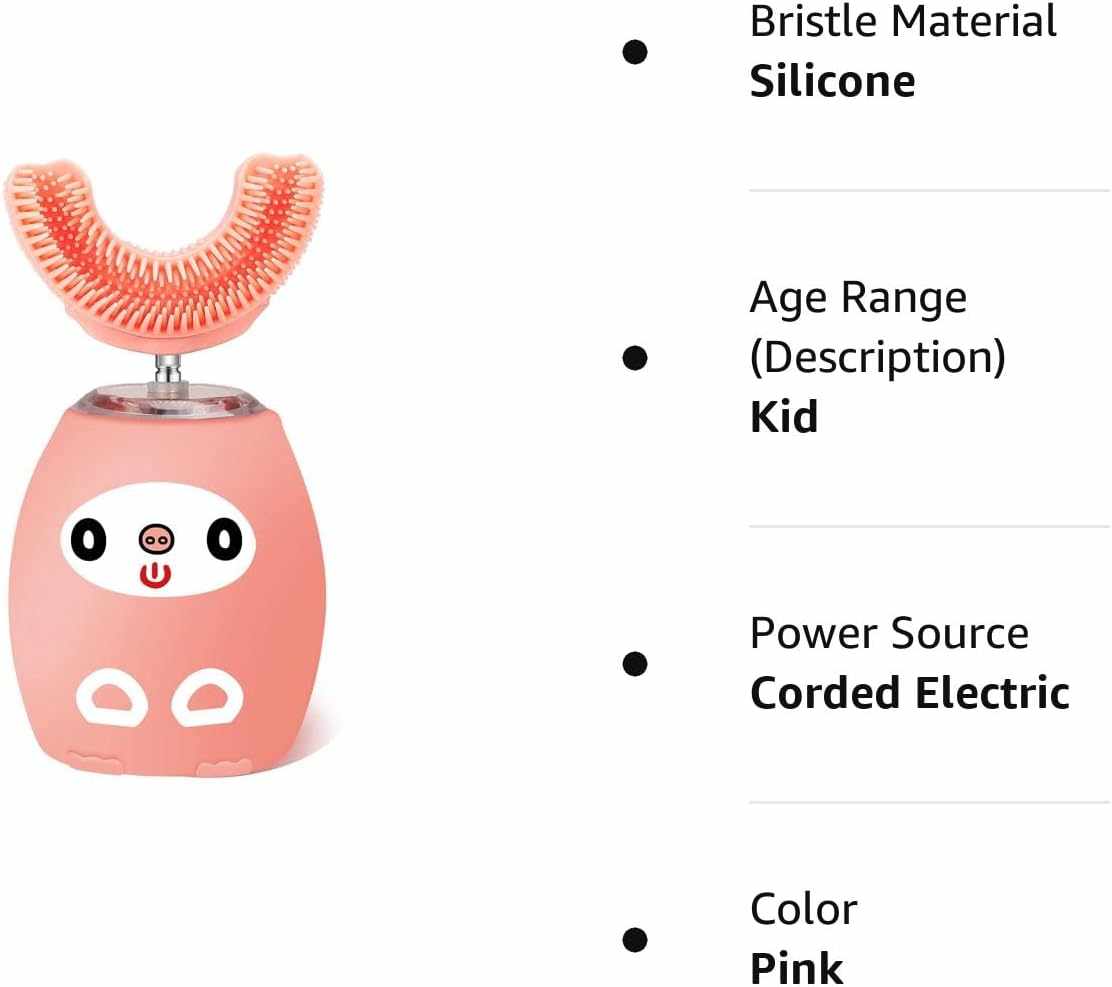 Kids U - Shaped Electric Toothbrush - Kids U Shaped Toothbrush, Kids Automatic Timer Tooth Brush, Ultrasonic Automatic Toothbrush - 3 Cleaning Modes, Waterproof Auto Toothbrush for Children (Age 3 - 7 Pink! 🦷 - A Horizon Dawn