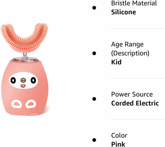 Kids U - Shaped Electric Toothbrush - Kids U Shaped Toothbrush, Kids Automatic Timer Tooth Brush, Ultrasonic Automatic Toothbrush - 3 Cleaning Modes, Waterproof Auto Toothbrush for Children (Age 3 - 7 Pink! 🦷 - A Horizon Dawn