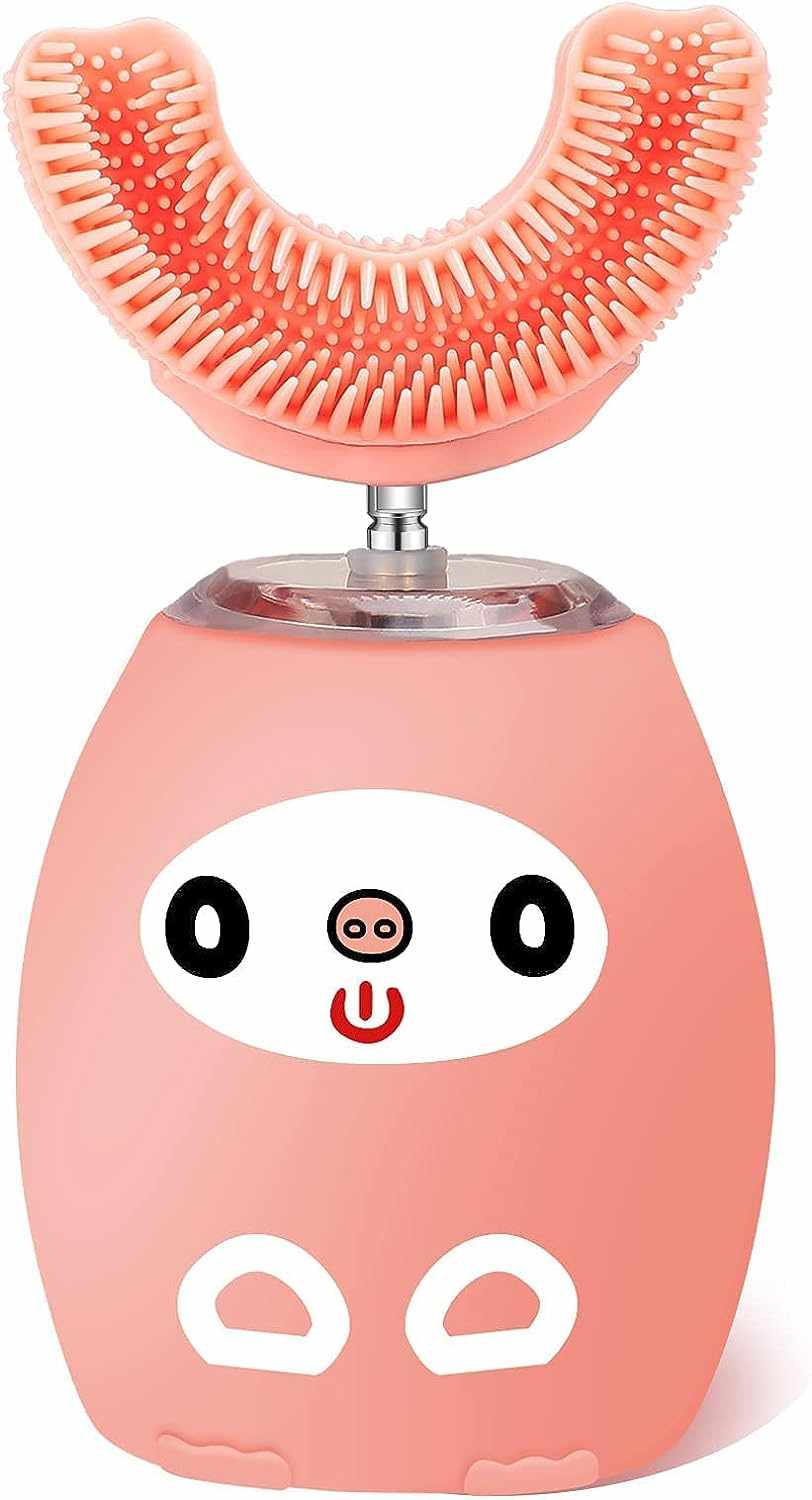 Kids U - Shaped Electric Toothbrush - Kids U Shaped Toothbrush, Kids Automatic Timer Tooth Brush, Ultrasonic Automatic Toothbrush - 3 Cleaning Modes, Waterproof Auto Toothbrush for Children (Age 3 - 7 Pink! 🦷 - A Horizon Dawn