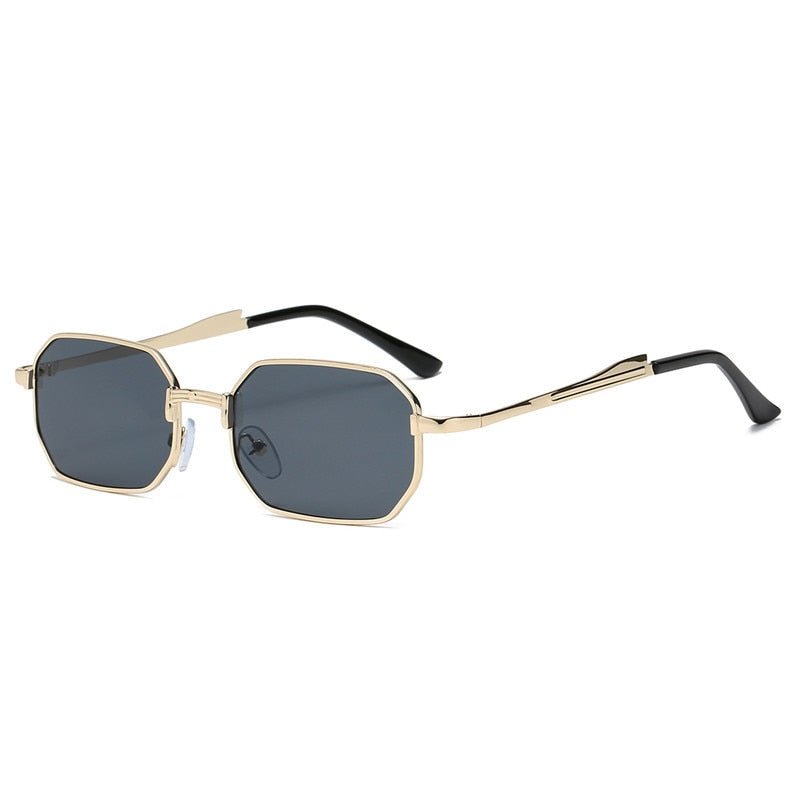 Narrow Men's Sunglasses Fashion Rectangle Women metal Luxury Brand Sun glasses 2021 Classic Oculos Masculino Glasses UV400 - A Horizon Dawn