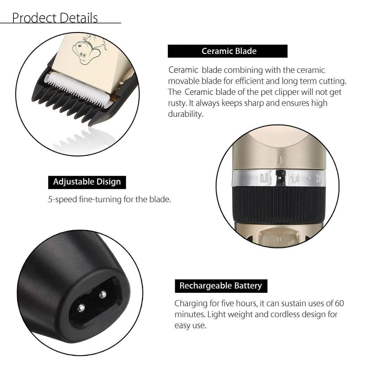 Pet Hair Trimmer Rechargeable Pet Dog Cat Low Noise - A Horizon Dawn