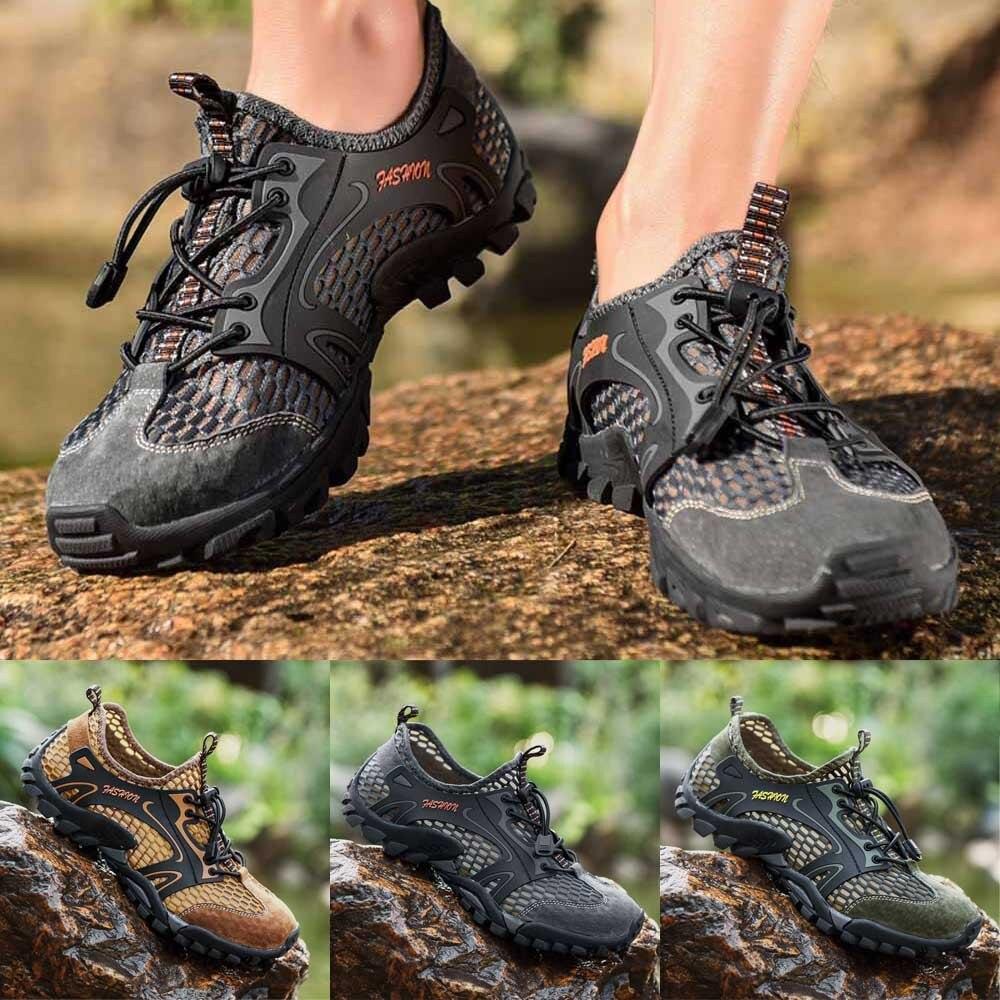 Summer Breathable Men Hiking Shoes Suede - Mesh Men Outdoor Sneakers - A Horizon Dawn