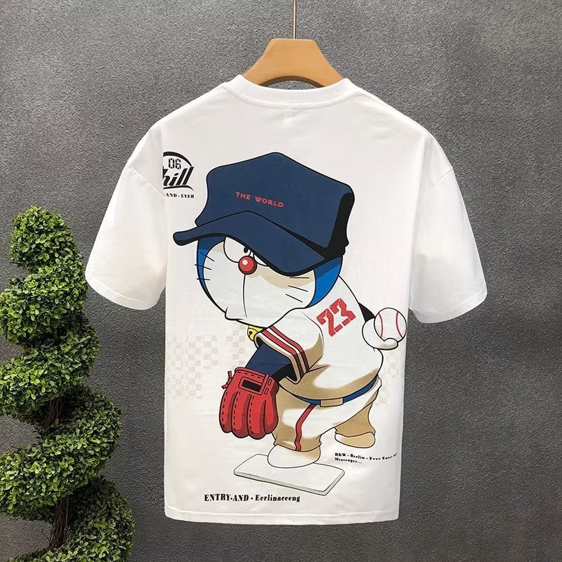 Summer Men's Cotton T-shirt Japan Men's Cool cartoon Short Sleeve Tops High Quality White T Shirt O-neck Tee Shirt Men Clothing - A Horizon Dawn