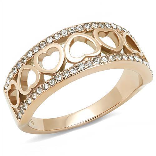 TK3194 - IP Rose Gold(Ion Plating) Stainless Steel Ring with Top Grade - A Horizon Dawn